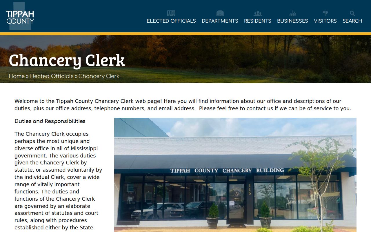 Tippah civil docket Chancery Clerk office information