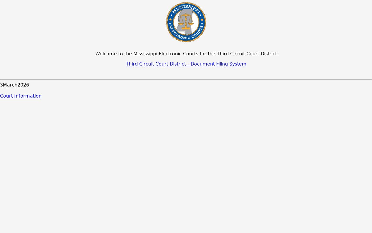 Tippah criminal docket Third Circuit Mississippi Electronic Courts entry